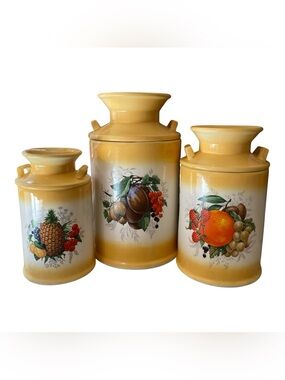 Vintage 1970s Fruit Themed Canisters